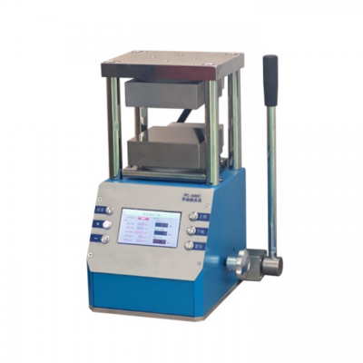 เครื่องอัดร้อนแบบใช้มือแบบบูรณาการขนาดเล็กสำหรับห้องปฏิบัติการ พร้อมแผ่นทำความร้อนขนาด 120x120 มม.