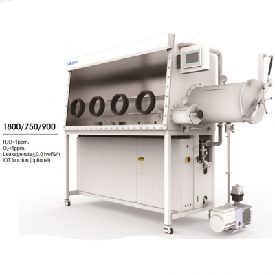 กล่องถุงมือสูญญากาศแบบด้านเดียว (ขนาดกล่อง 1800×750 มม.) พร้อมระบบฟอก H2O และ O2 สำหรับการทดลองแบตเตอรี่ลิเธียม