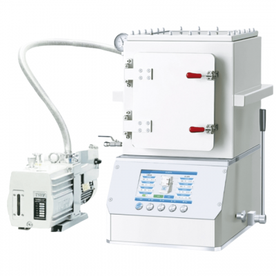 เครื่องอัดร้อนสูญญากาศแบบใช้มืออุณหภูมิสูง 10T สำหรับห้องปฏิบัติการพร้อมวัสดุกล่อง SUS 304