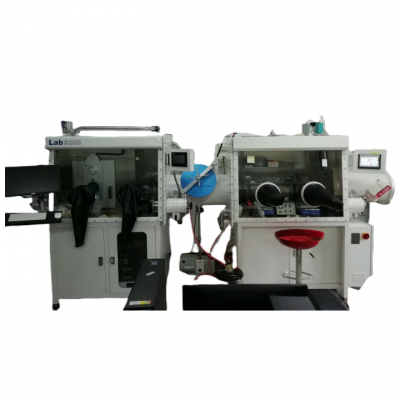 กล่องถุงมือแบบสองห้องสำหรับห้องปฏิบัติการสถานีเดียวพร้อมห้องโดยสารเปลี่ยนผ่านขนาดใหญ่และขนาดเล็ก