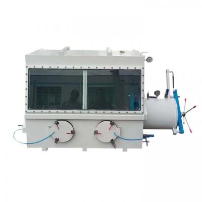 กล่องถุงมือสูญญากาศสแตนเลสแบบตั้งโต๊ะพร้อมระบบล็อคอากาศและหน้าแปลนสูญญากาศและมาตรวัด