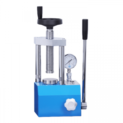 เครื่องอัดไฮดรอลิกแบบสองเสา 5T สำหรับห้องปฏิบัติการ พร้อมเส้นผ่านศูนย์กลางโต๊ะทำงาน 80 มม.