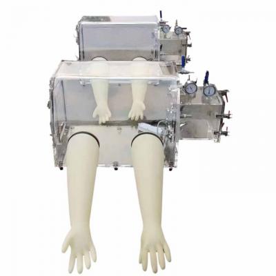 กล่องถุงมือสูญญากาศอะคริลิกใสสำหรับห้องปฏิบัติการพร้อมหน้าแปลนและเกจวัดสุญญากาศเสริม