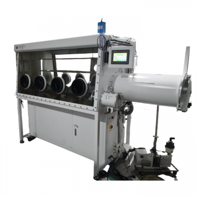 กล่องใส่ถุงมือแบบเดี่ยวสองด้านขนาด 800 มม. สำหรับห้องทดลองแบบเปลี่ยนผ่าน 4 สถานี