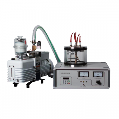 เครื่องเคลือบไอออนแบบสปัตเตอร์ไอออนสามเป้าหมายในห้องปฏิบัติการพร้อมตัวควบคุมอัตราการไหลของก๊าซ